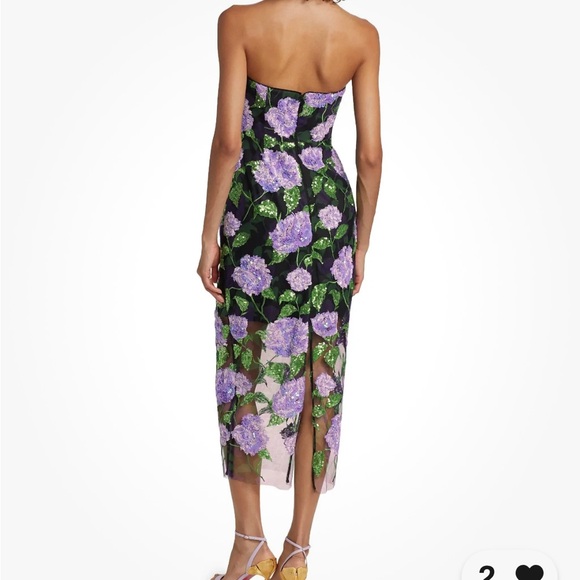 Milly Black and Purple sequin floral cocktail dress - Picture 3 of 6